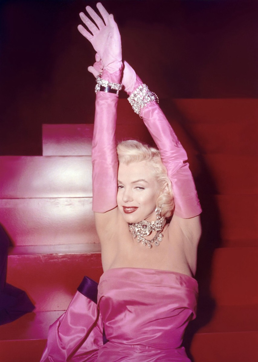 Marilyn Monroe: Pink strapless gown and gloves