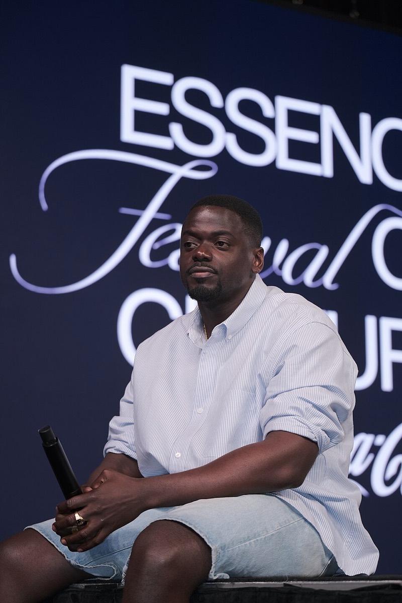 Daniel Kaluuya: Striped oxford and white shorts