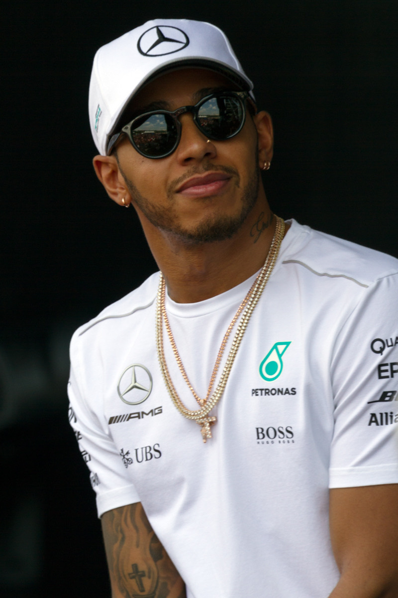 Lewis Hamilton: Gold chains and sunglasses