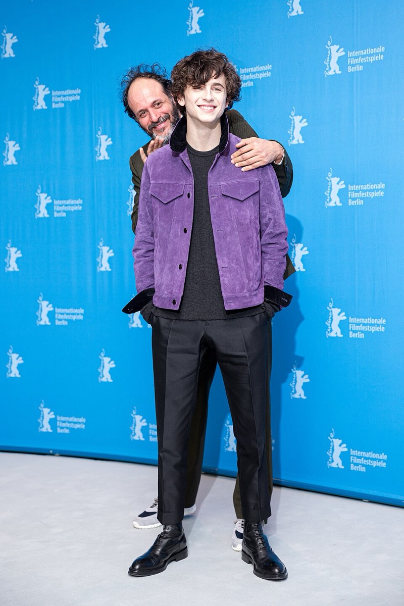 Timothée Chalamet: Purple suede jacket